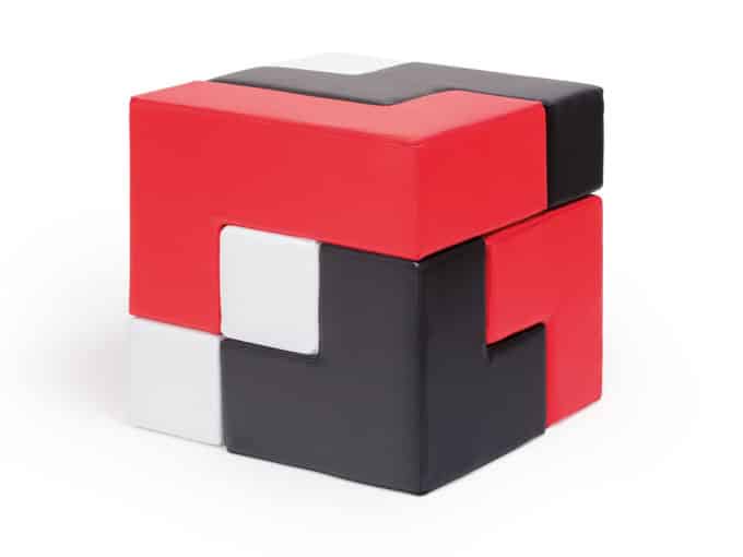 Kleines Würfel-Baustein-Set (Weiß-Schwarz-Rot) 1