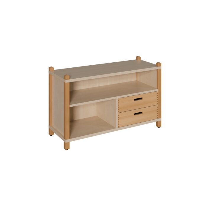 Stollenregal mit 2 Massivholzschüben Breite 106 cm 1