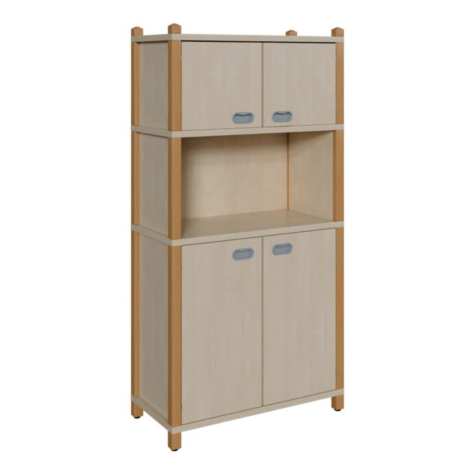 Stollenschrank mit 4 Türen und Regal 1