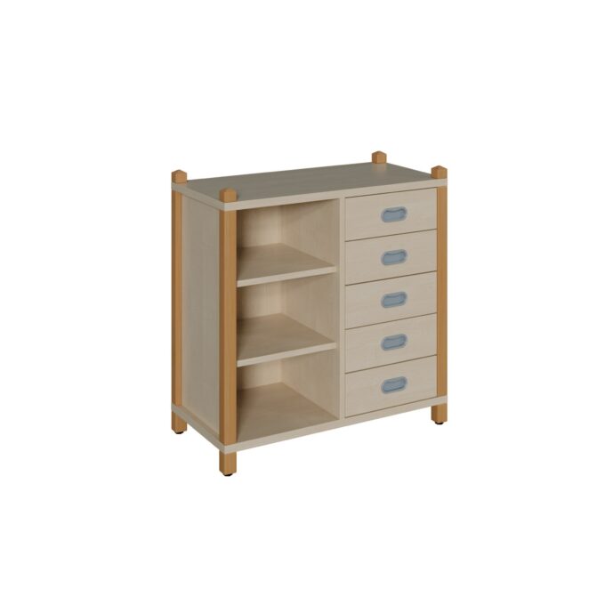 Stollenschrank mit 5 Dekorschüben und Regal Höhe 80 cm 1