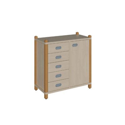 Stollenschrank mit 5 Dekorschüben und Tür Höhe 80 cm