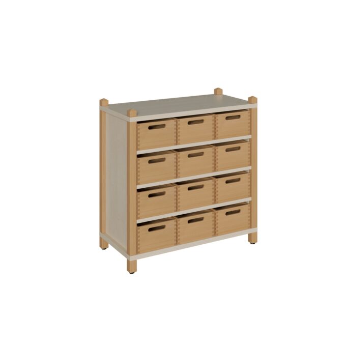 Stollenschrank mit Massivholzkästen 1