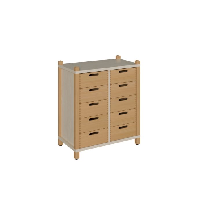 Stollenschrank mit Massivholzschüben 1