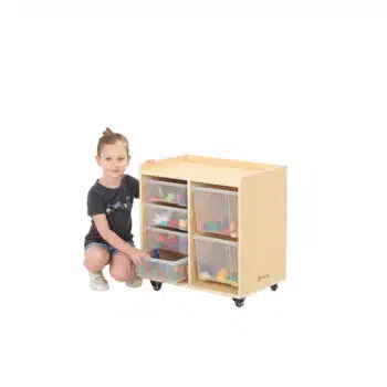 Mobiles Regal mit 2 Reihen - 4 kleine und 2 große Boxen von WISDOM