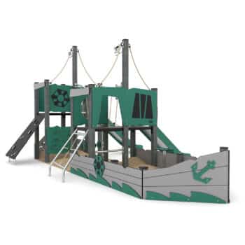 Spielschiff mit 2 Türmen und Rutschen, Sandkasten, Kletterelementen - RECYCLED RC1415 von Vinci Play