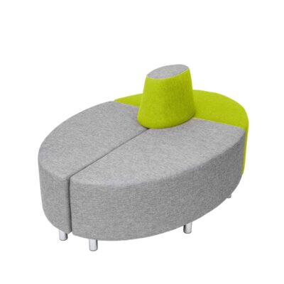 Sofa Foyer, oval, hellgrau-hellgrün - flammhemmend