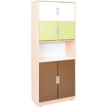 Hochschrank ohne Mittelwand - Höhe: 201 cm, mit offenem Fach (Quadro 117-180°)