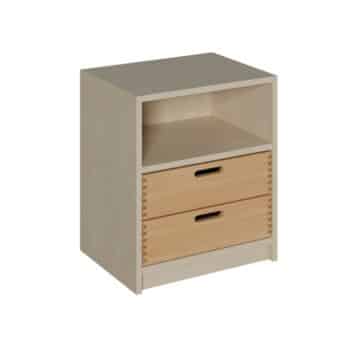 Korpus-Schrank mit 2 Massivholzschüben und oben Regal