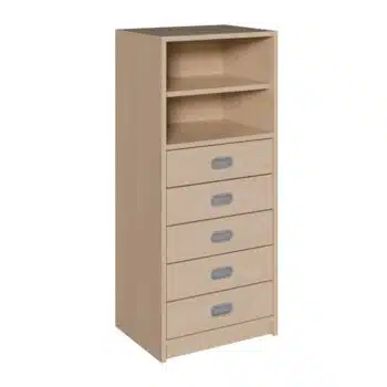 Korpus-Schrank mit 5 Dekorblendenschüben und Regal