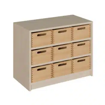 Korpus-Schrank mit 9 mittleren Massivholzkästen