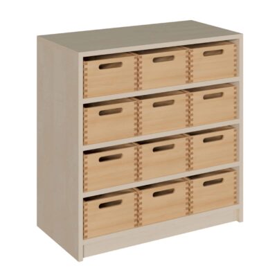 Korpus-Schrank mit 12 mittleren Massivholzkästen