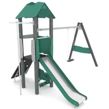 Spielturm mit Schaukel, Kletterwand und Rutsche - RECYCLED RC1438 von Vinci Play