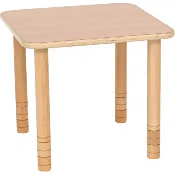Flexi Quadratischer Tisch 60 x 60 cm, höhenverstellbar 40-58 cm, Buche
