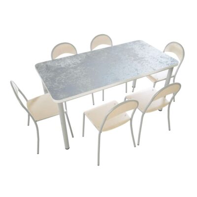 Flüstertisch, Metallgestell, 140x70 cm mit Stühlen P, Sitzhöhe: 35 cm