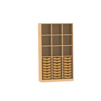 Materialschrank mit 2 Trennwänden, 3 feste Böden und 6 Einlegeböden für 24 CS1 Boxen