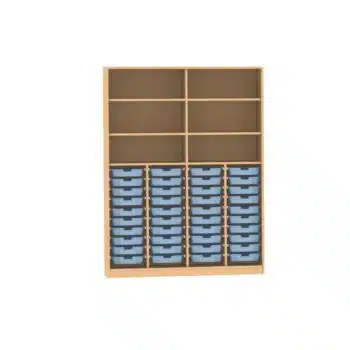Materialschrank mit Mittelwand, 2 feste Böden und 4 Einlegeböden für 40 CS1 Boxen
