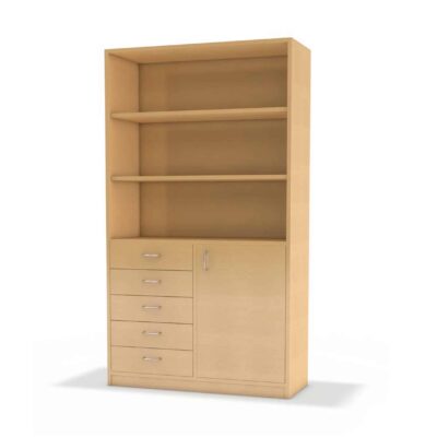 Hochschrank mit Regal oben, Tür und Schubkästen unten