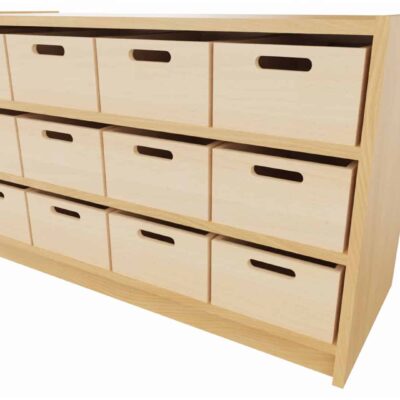 Korpus-Classic Unterschrank mit 12 Materialkästen, 2 feste Böden - Breite: 102 cm