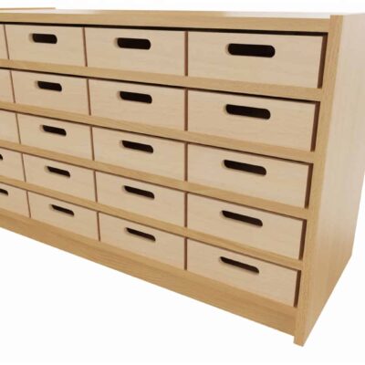 Korpus-Classic Unterschrank mit 20 Eigentumskästen, 4 feste Böden - Breite: 102 cm