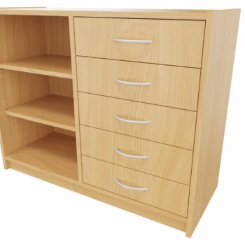 Korpus-Classic Unterschrank mit Regal und 5 Schubkästen, 2 Einlegeböden - Breite: 102 cm