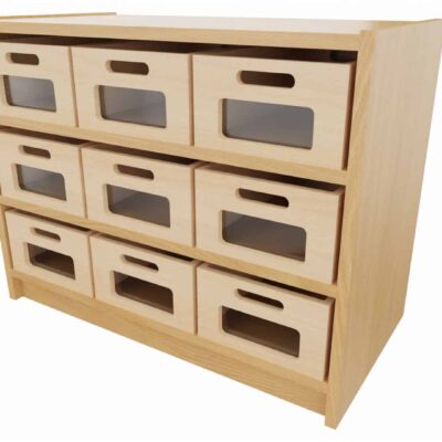 Korpus-Classic Unterschrank mit 9 Materialkästen, 2 feste Böden - Breite: 78 cm