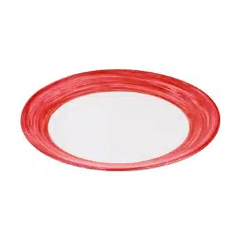Teller flach 6 Stück - Hartglasgeschirr "Brush" mit Randdekor in 6 Farben