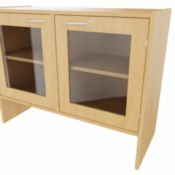 Sockelnischenschrank mit Doppeltür (mit Glasfüllung), Mittelwand, je 1 Einlegeboden