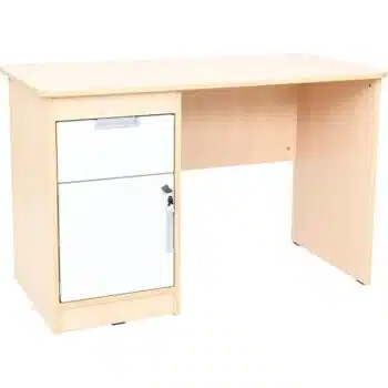 Schreibtisch Quadro mit Schublade und Tür, Schrankteil links - weiß