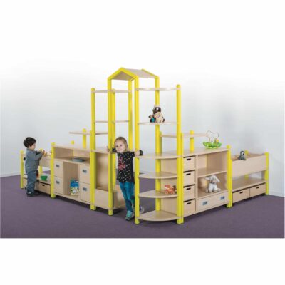 BIANCA Regalsystem - Raumteiler mit Dach & Spielschränke