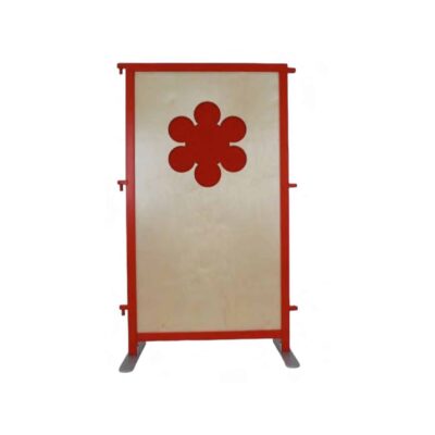 Raumteiler Maxi Holzwand ‘Blume’ mit Plexiglas rot