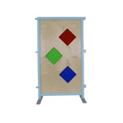 Raumteiler Maxi ‘Rauten’ mit Plexiglas rot, blau, grün