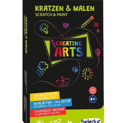Kratzpostkarten Scratch & Paint „Motive“, 30er Set