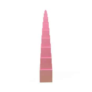 Montessori Würfelturm in Rosa mit 10 Würfeln