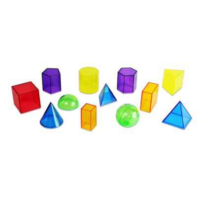 12 Geokörper, transparent in 6 Farben