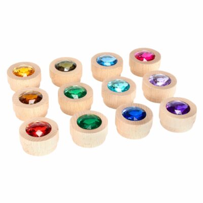 Holz-Funkelsteine "Regenbogen" 12er Set