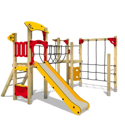 Klettergerüst Kindergarten mit Rutsche und Netzbrücke Wickey PRO Magic Pride