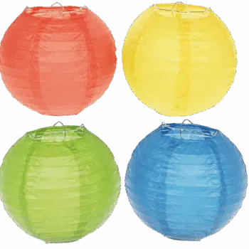 Papierlampions "Rund Grundfarben" 4er Set