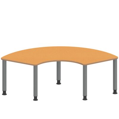 Drittelkreistisch ZALOTTI mit Linoleum, Stahlrohrbeine Ø 60 mm, höhenverstellbar