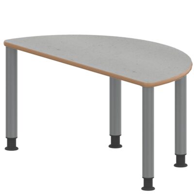 Halbrundtisch ZALOTTI mit Linoleum, Stahlrohrbeine Ø 60 mm, höhenverstellbar