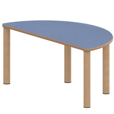 Halbrundtisch ZALOTTI mit Linoleum, Massivholzbeine Ø 60 mm, Stellfuß