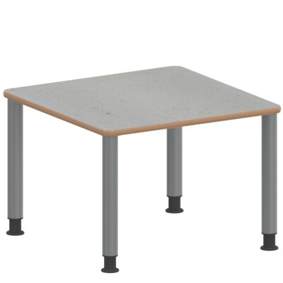 Quadrattisch ZALOTTI mit Linoleum, Stahlrohrbeine Ø 60 mm, Höhenverstellbar