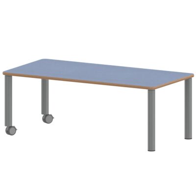 Rechtecktisch ZALOTTI mit Linoleum, Stahlrohrbeine Ø 60 mm, Fahrbar