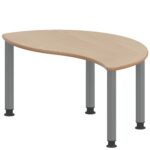 Halbrund-Wellentisch ZALOTTI mit Schichtstoff, Stahlrohrbeine Ø 60 mm, höhenverstellbar