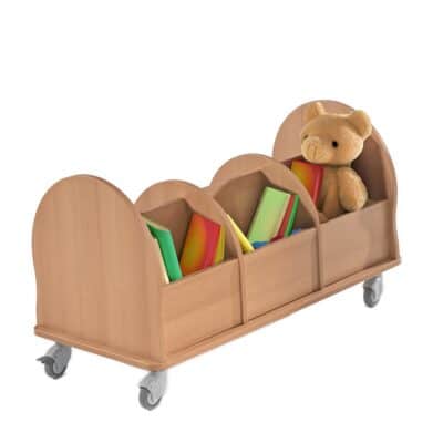 Bücherwagen Leseratte Mini - mit 6 Fächern und gerundeten Seitenwangen