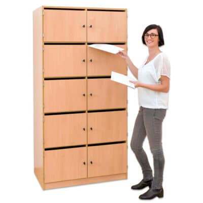 Flexeo® Schließfachschrank, 15 Fächer mit Briefschlitzen, Breite 142,5 cm