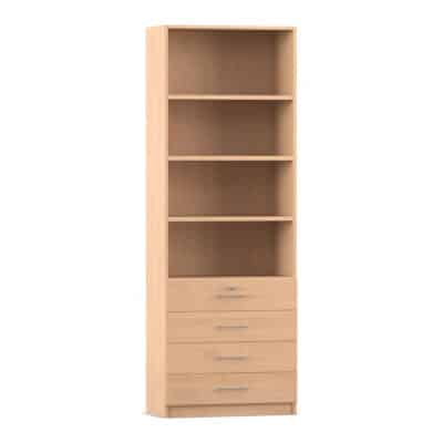 Flexeo® Schrank, 4 kleine Schubladen, oben 4 Fächer = 6 Ordnerhöhen