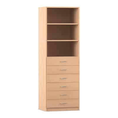 Flexeo® Schrank, 6 kleine Schubladen, 3 Fächer, Breite 64,1 cm