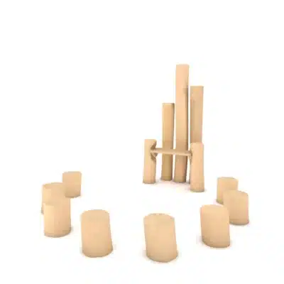 Outdoor Sitzkreis mit 8 Hockern und einer Sitzbank - ROBINIA RB1348