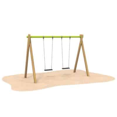 Doppelschaukel mit Holzpfosten (Limette)