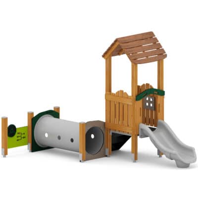 U3-Spielturm mit Rutsche, Spielwänden und Kriechtunnel